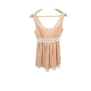 C Boutique Womens Peach Lace A-line Flare Sleeveless Dress Sz S Summer NEW